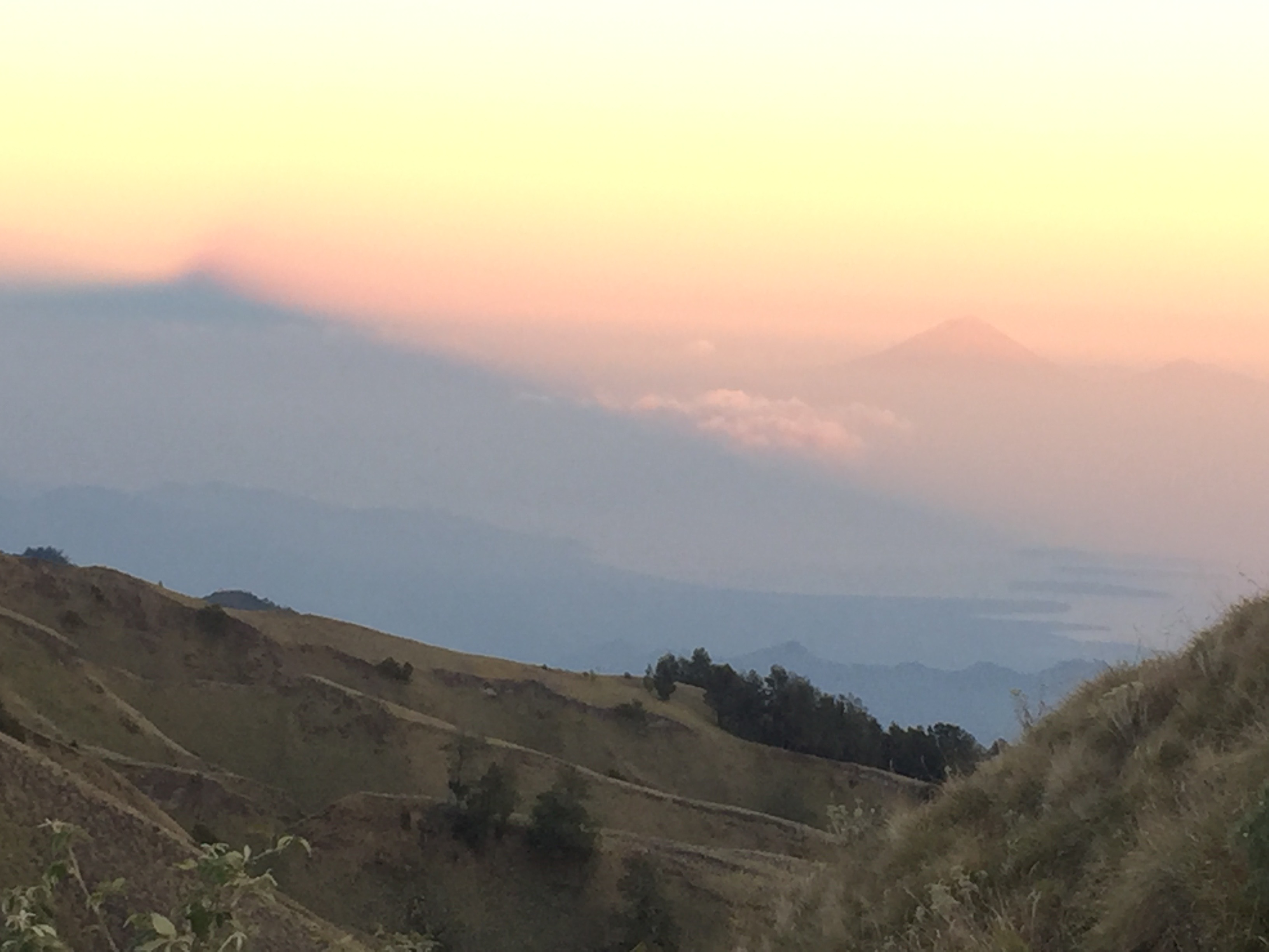morning view over Bali, notice the shadow of Mount Rinjani